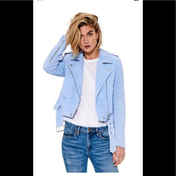 Blank NYC Jackets & Blazers - Blank NYC suede moto jacket baby blue size small